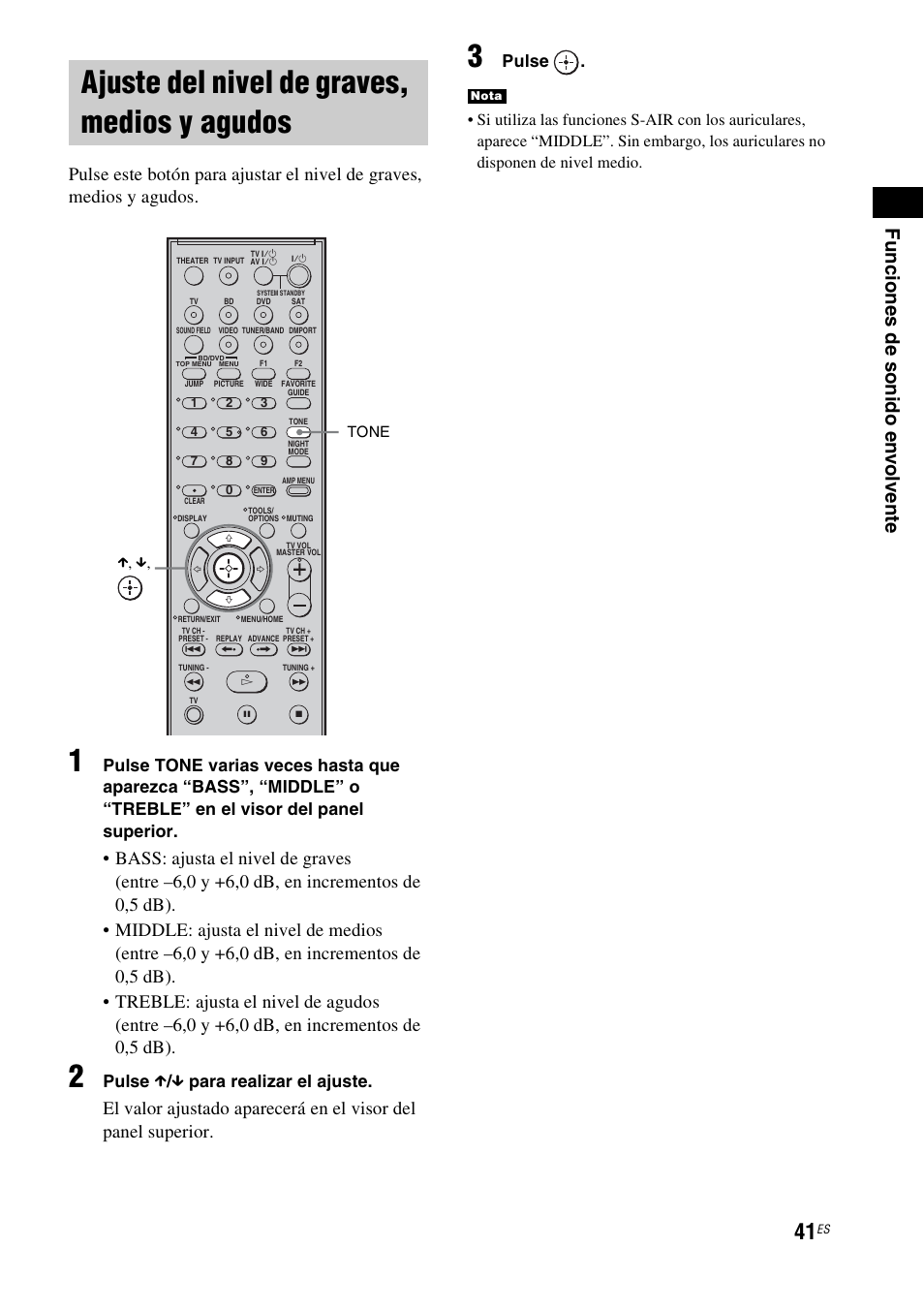 Ajuste del nivel de graves, medios y agudos, Ajuste del nivel de graves, medios y, Agudos | Pulse x / x para realizar el ajuste, Pulse | Sony HT-IS100 User Manual | Page 121 / 168