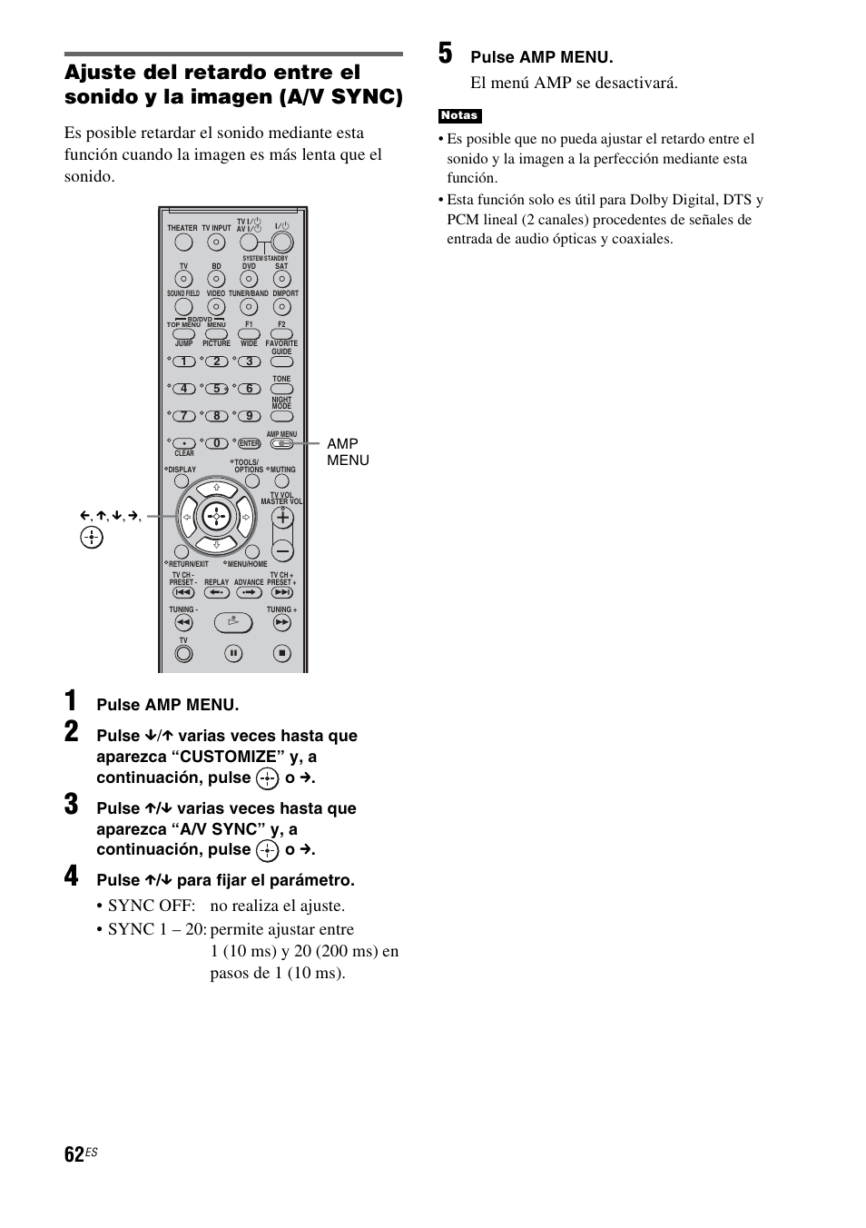 El menú amp se desactivará, Pulse amp menu, Pulse | Pulse x / x para fijar el parámetro | Sony HT-IS100 User Manual | Page 142 / 168