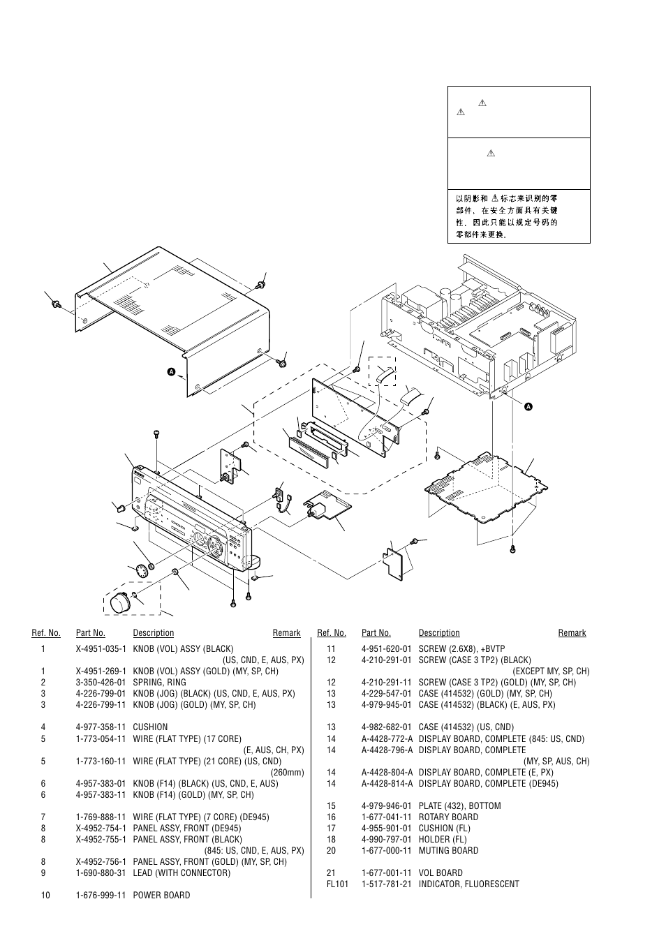 Exploded views | Sony STR-DE845 User Manual | Page 56 / 78