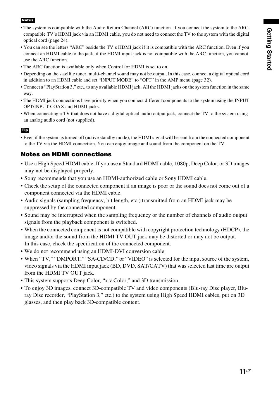 Sony HT-CT150 User Manual | Page 11 / 124