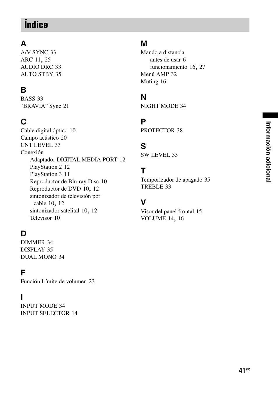 Índice | Sony HT-CT150 User Manual | Page 121 / 124