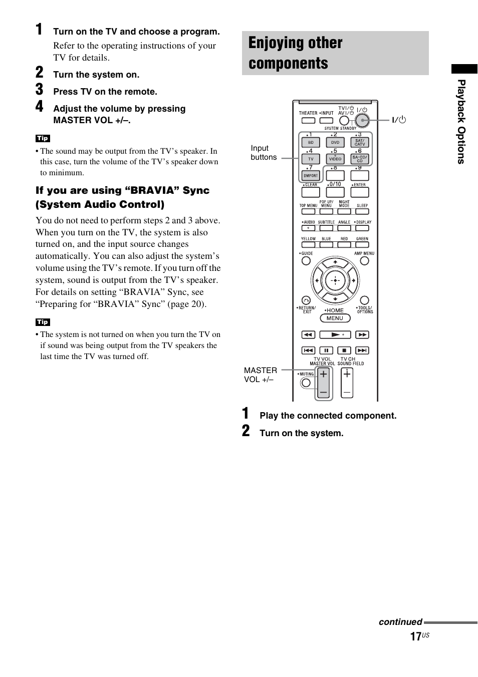 Enjoying other components | Sony HT-CT150 User Manual | Page 17 / 124