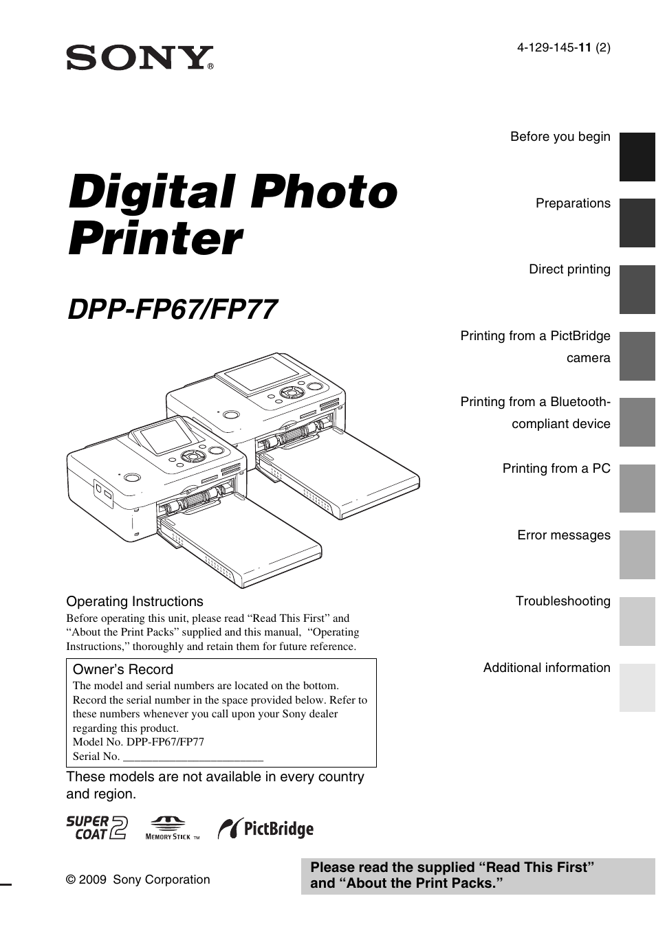 Sony DPP-FP77 User Manual | 72 pages