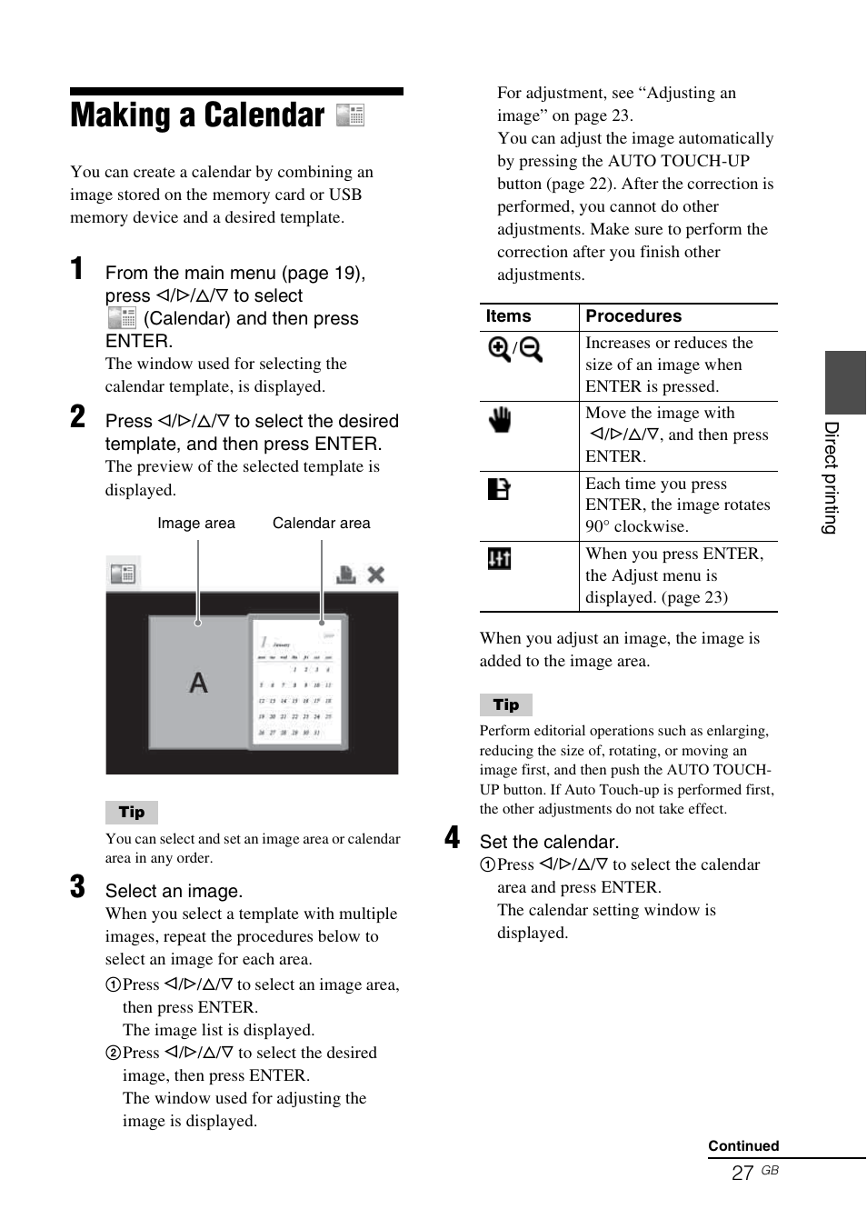 Making a calendar | Sony DPP-FP77 User Manual | Page 27 / 72