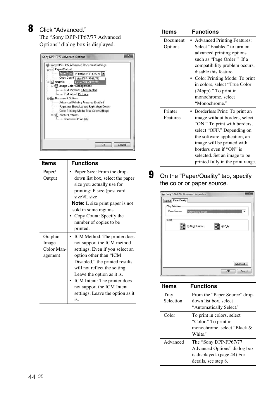 Sony DPP-FP77 User Manual | Page 44 / 72