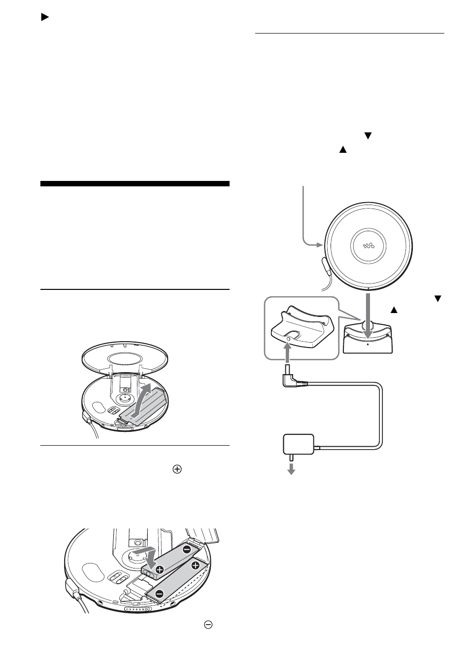 Conexión de una fuente de alimentación, Empleo de las pilas recargables, Conexión de una fuente de | Alimentación | Sony D-NE1 User Manual | Page 66 / 116