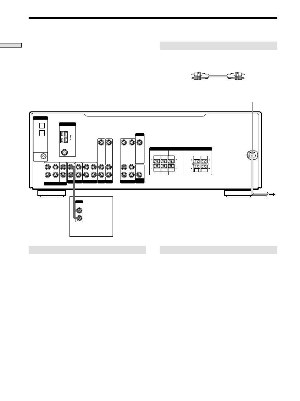 Other hookups 10, Other hookups, Required cords | Aux audio in hookup, Connecting the ac power cord, Hooking up the components, Audio cords (not supplied), Ac power cord to a wall outlet, White (l) | Sony HT-DDW830 User Manual | Page 10 / 55