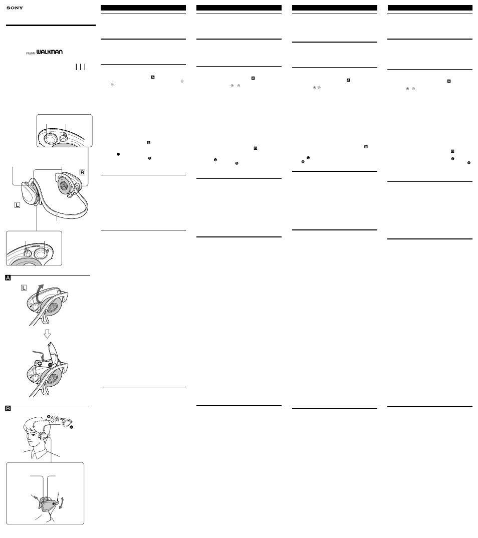 Sony FM/AM WALKMAN SRF-H5 User Manual | 2 pages