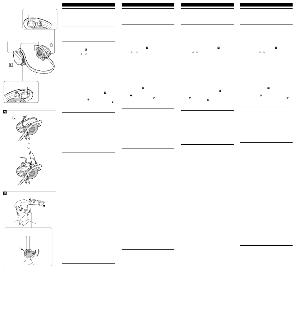 Allereerst, Kenmerken, Voorbereidingen | Bediening van de radio, Voorzorgsmaatregelen, Technische gegevens, Före bruk, Egenskaper, Förberedelser, Radiomottagning | Sony FM/AM WALKMAN SRF-H5 User Manual | Page 2 / 2