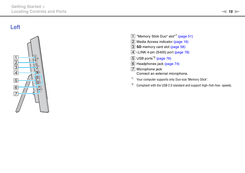 Left | Sony VAIO VPCJ11 User Manual | Page 15 / 152