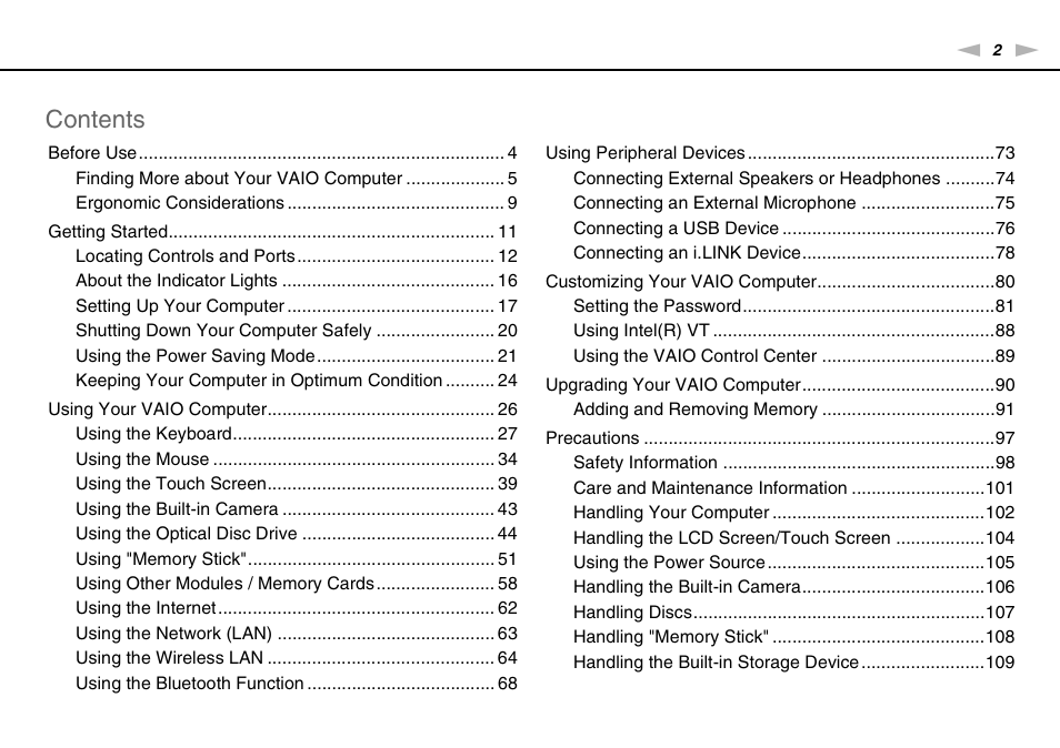 Sony VAIO VPCJ11 User Manual | Page 2 / 152