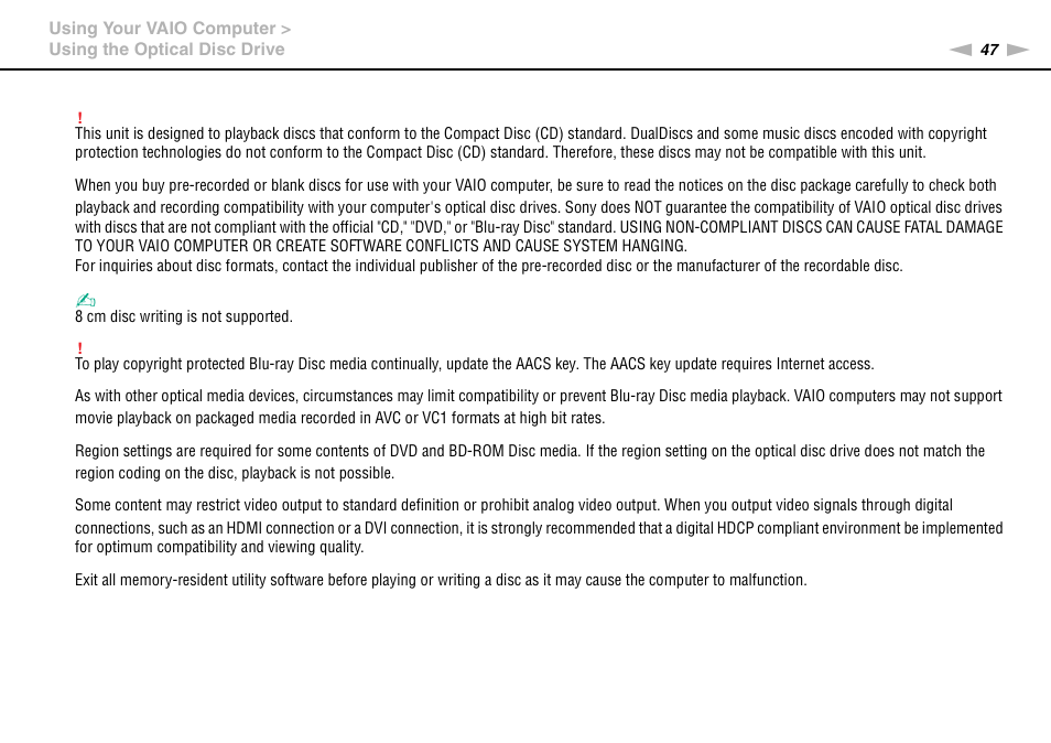 Sony VAIO VPCJ11 User Manual | Page 47 / 152