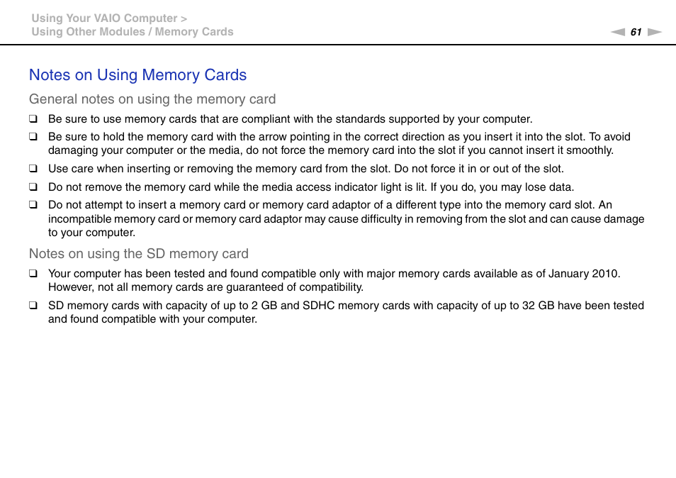 Sony VAIO VPCJ11 User Manual | Page 61 / 152