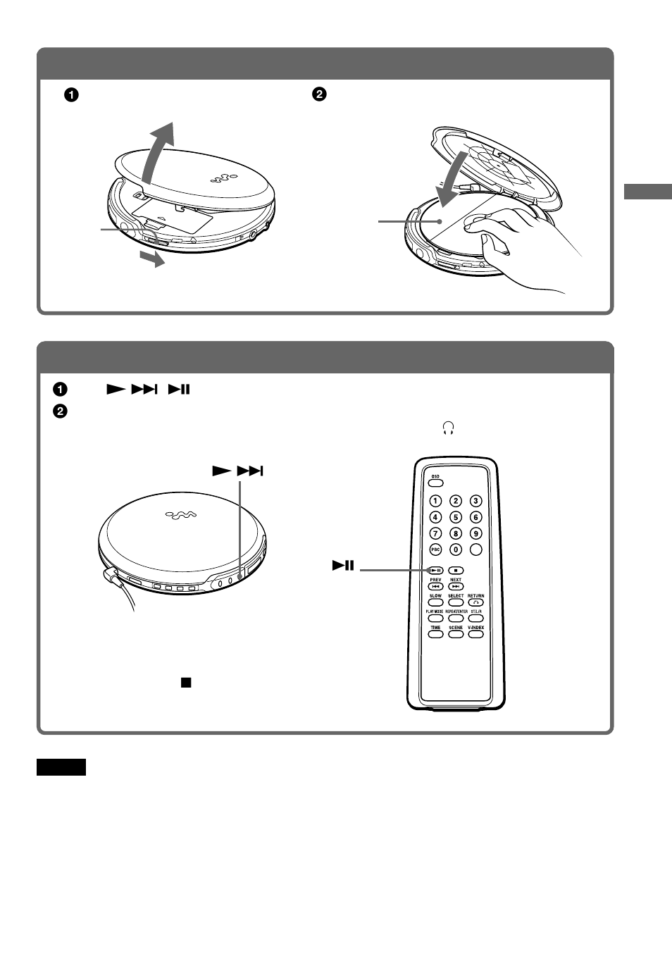 Insert a video cd, Play a video cd, 3 . insert a video cd | 4 . play a video cd | Sony D-VE45 User Manual | Page 9 / 40