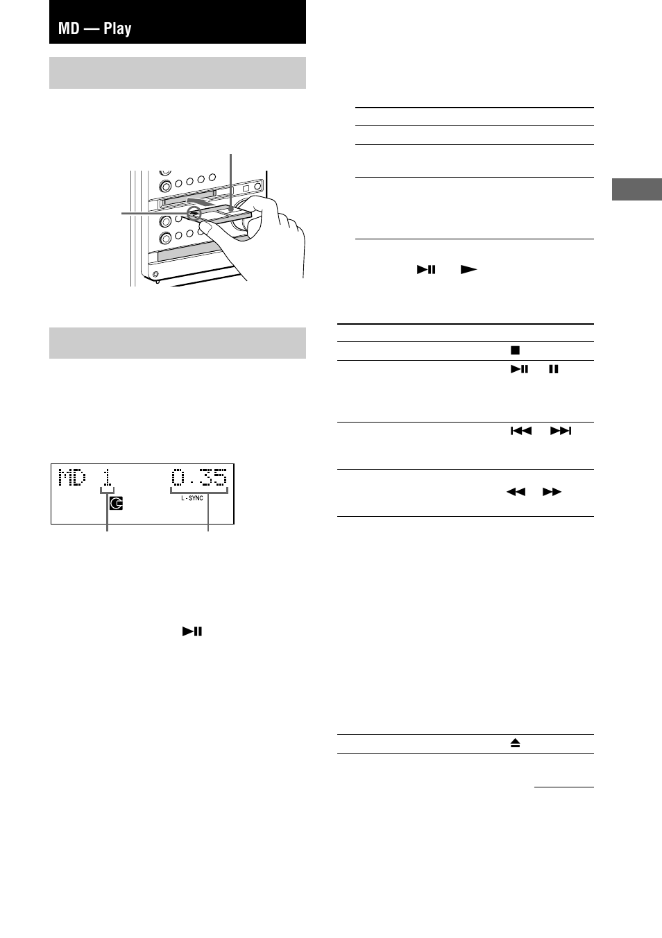 Md —play, Loading the md, Playing the md | Sony CMT-DC500MD User Manual | Page 15 / 60