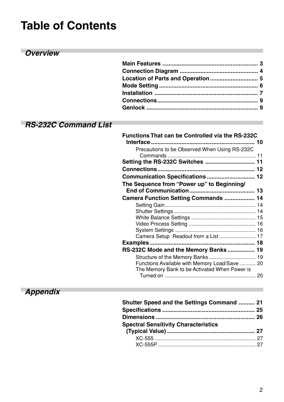 Sony XC-555 User Manual | Page 2 / 28
