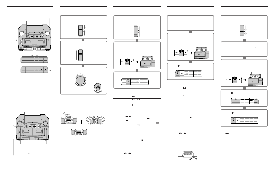 Recording (deck b), Dubbing (deck a to b) | Sony CFS-717S User Manual | Page 2 / 2