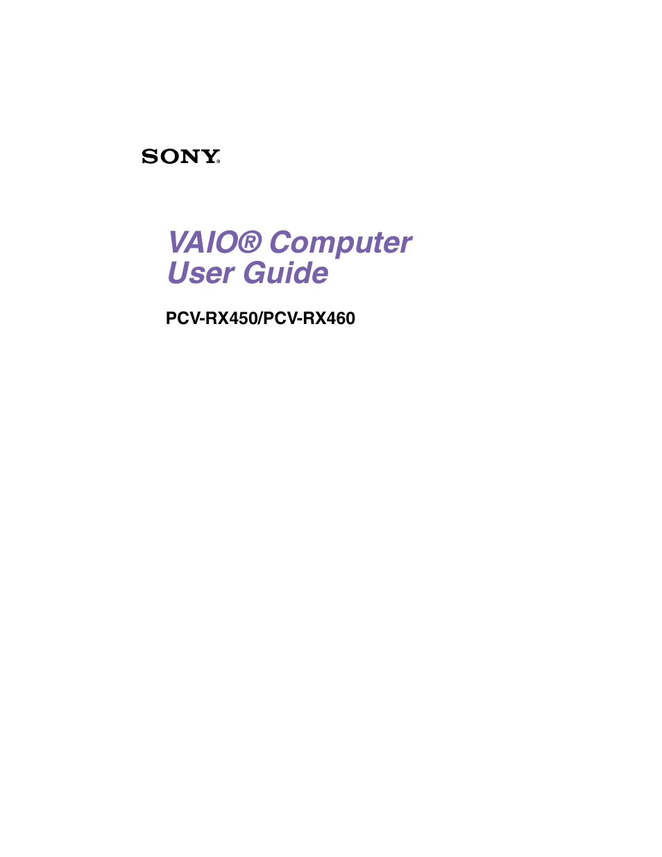 Sony PCV-RX460 User Manual | 98 pages