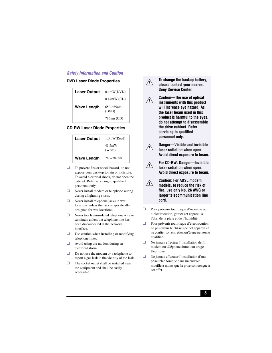 Sony PCV-RX460 User Manual | Page 3 / 98