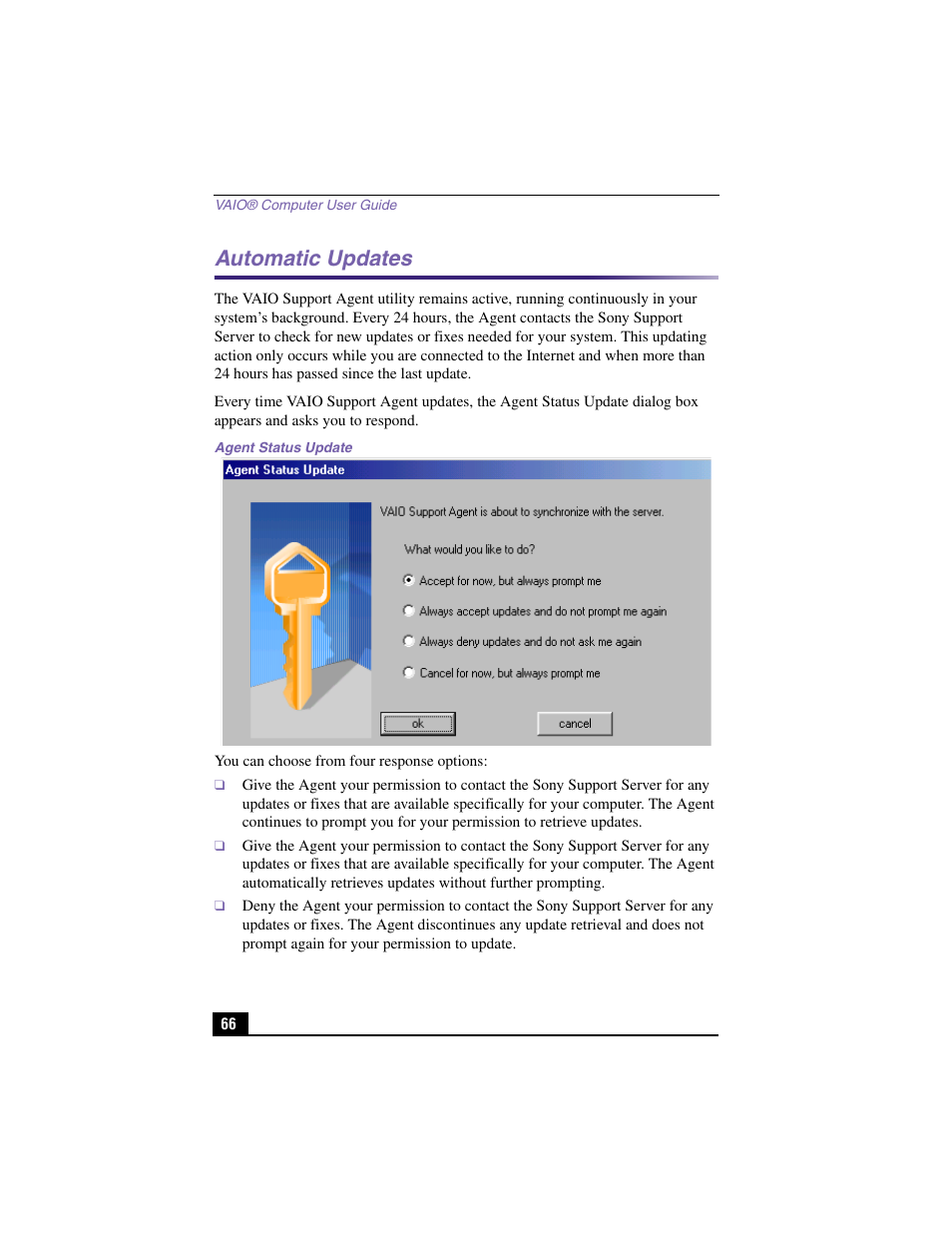 Automatic updates | Sony PCV-RX460 User Manual | Page 64 / 98