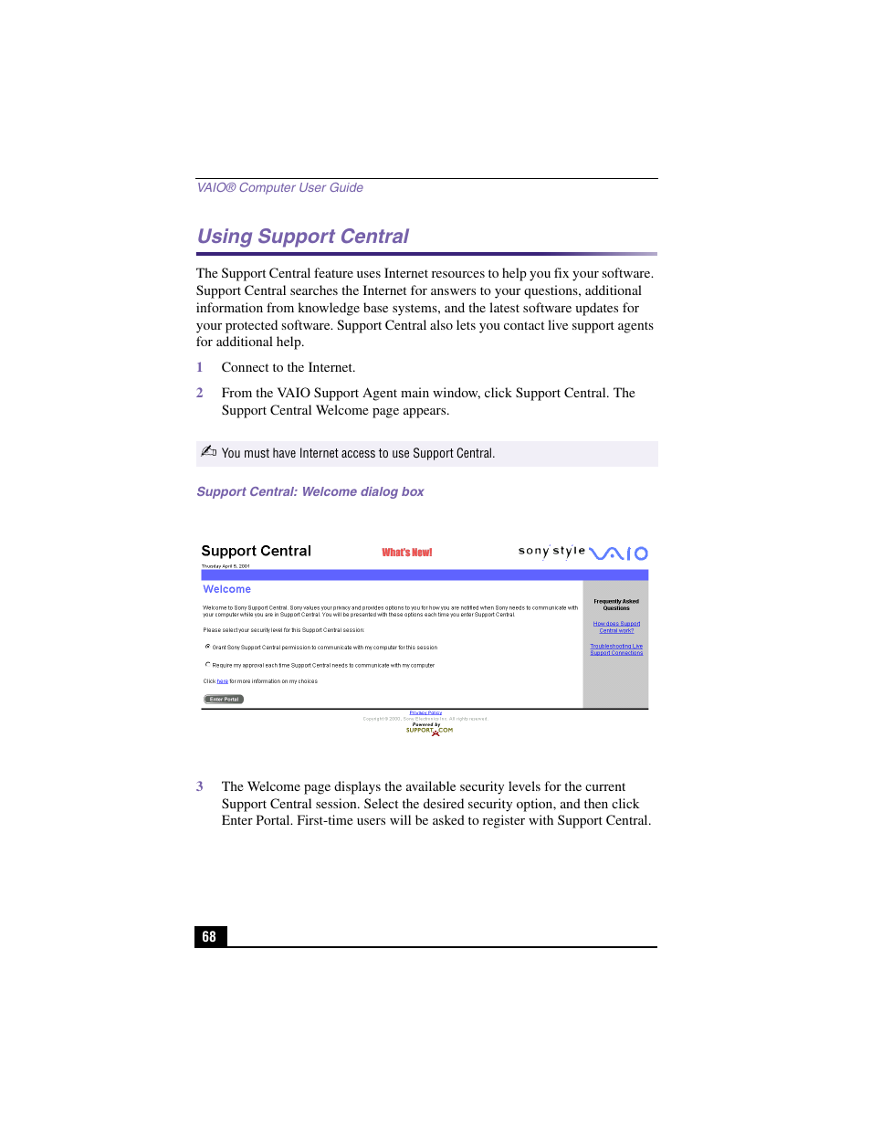 Using support central | Sony PCV-RX460 User Manual | Page 66 / 98