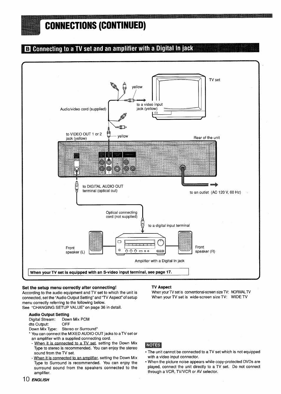 Set the setup menu correctly after connecting, Connections (continued) | Sony XD-DV300 User Manual | Page 10 / 148