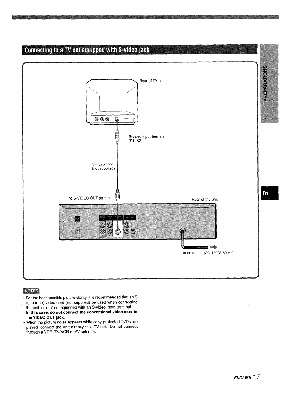 Connecting to a tv set equipped with s-video jac | Sony XD-DV300 User Manual | Page 17 / 148