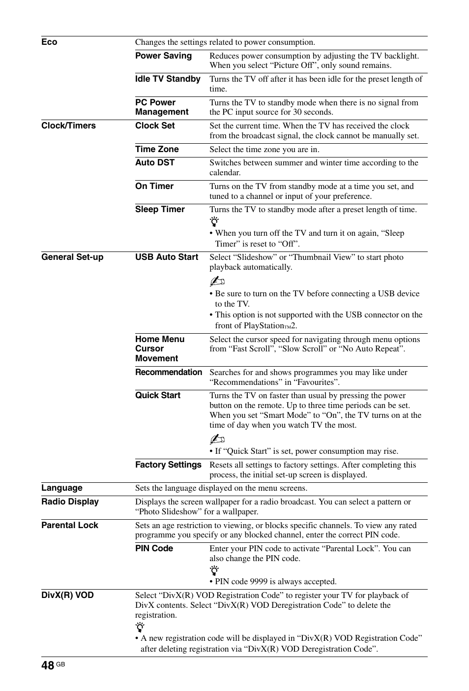 Sony BRAVIA 4-256-733-F2(1) User Manual | Page 48 / 72