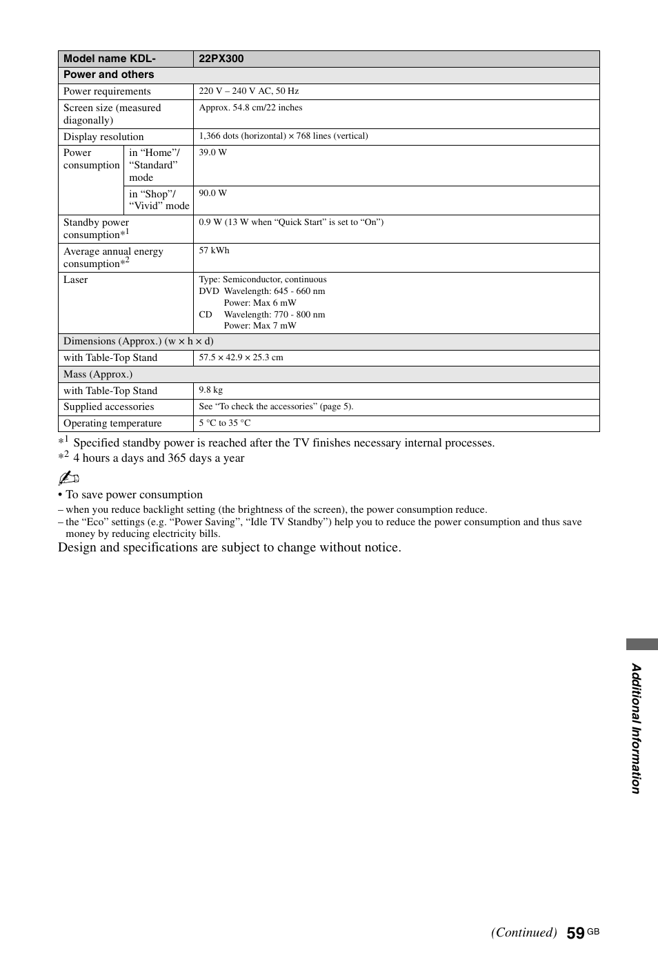 Continued) | Sony BRAVIA 4-256-733-F2(1) User Manual | Page 59 / 72