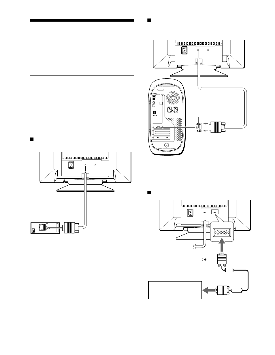 Setup, Step 1: connect your monitor to your computer, X connecting to a macintosh or compatible computer | X connecting to a second computer, Step 1, Xconnecting to a second computer | Sony CPD-G400P User Manual | Page 6 / 148