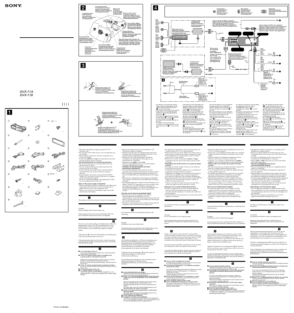Sony DVX-11A User Manual | 2 pages