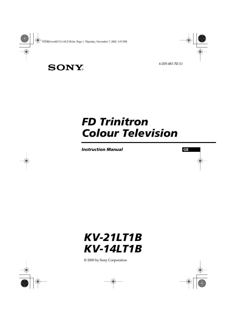 Sony KV-14LT1B User Manual | 20 pages