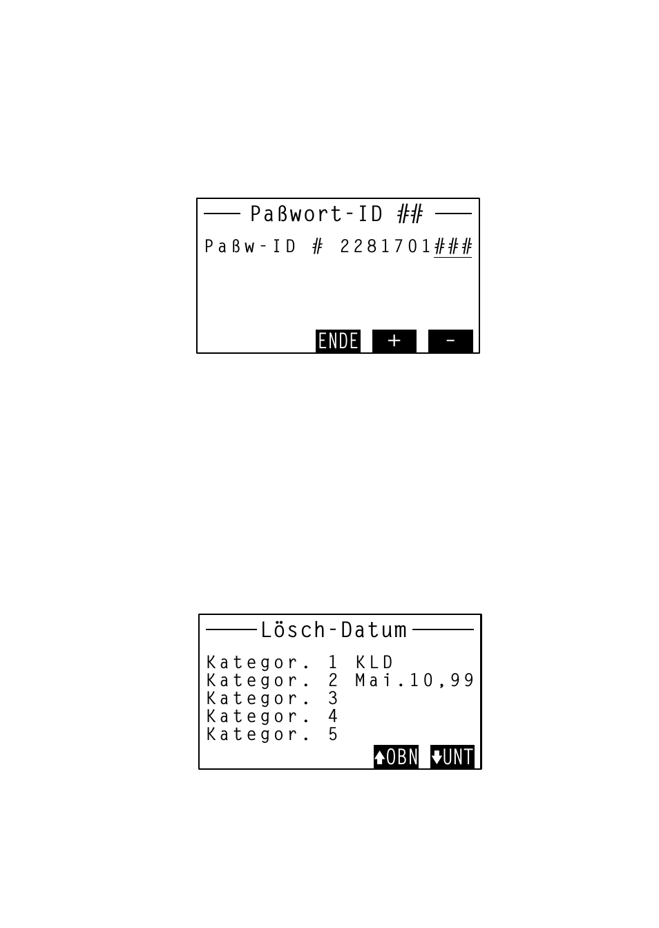 Registrieren und korrigieren eines paßwort-ids, Überprüfen des lösch-datums | Sony SRF-DR2000 User Manual | Page 90 / 164