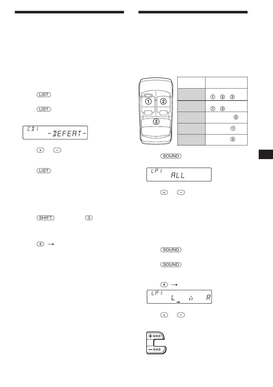 Storing the surround effect onto cds, Selecting the listening position | Sony CDX-C560 User Manual | Page 15 / 28
