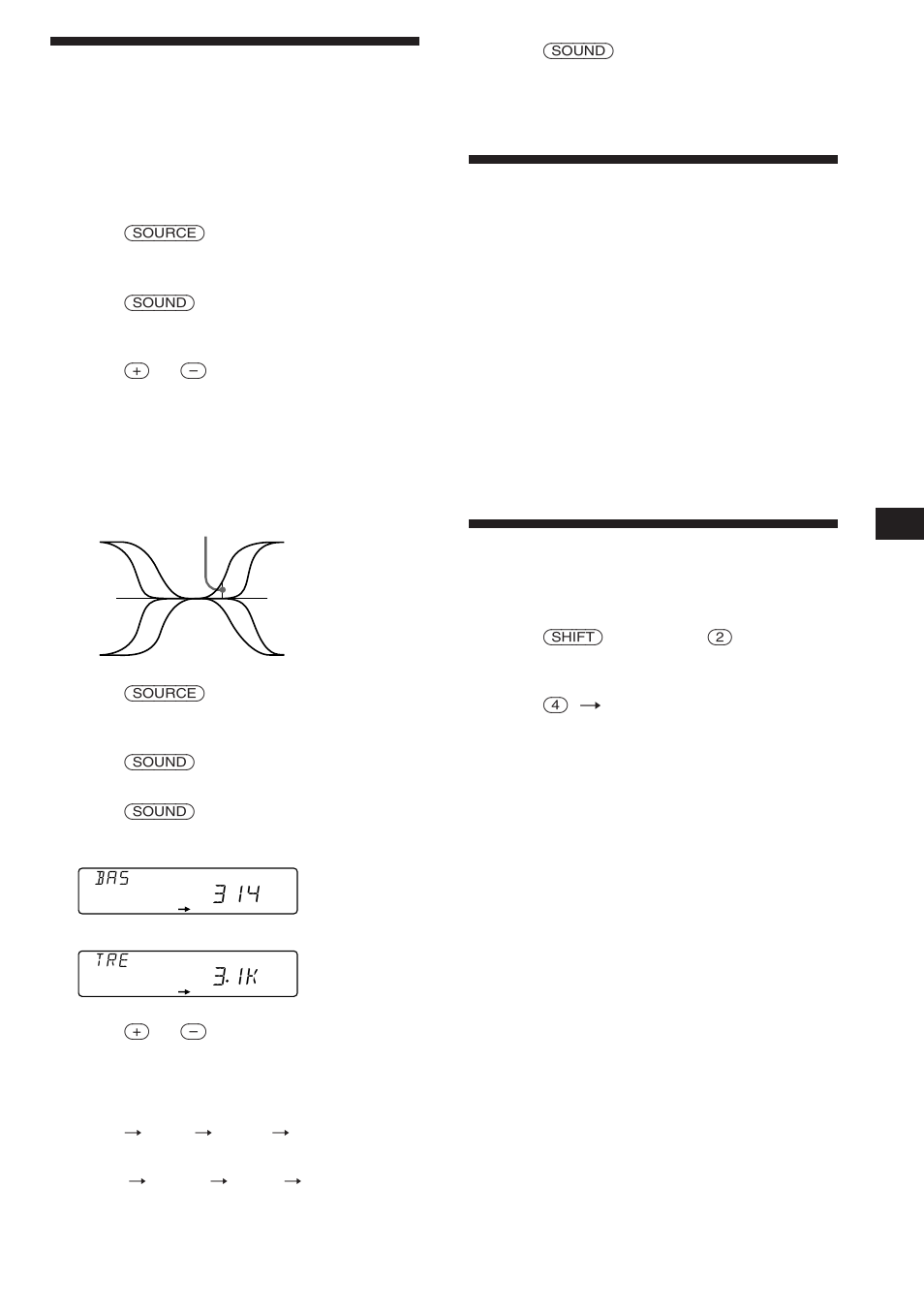 Adjusting the volume of the bass and treble, Changing the line output level | Sony CDX-C560 User Manual | Page 17 / 28