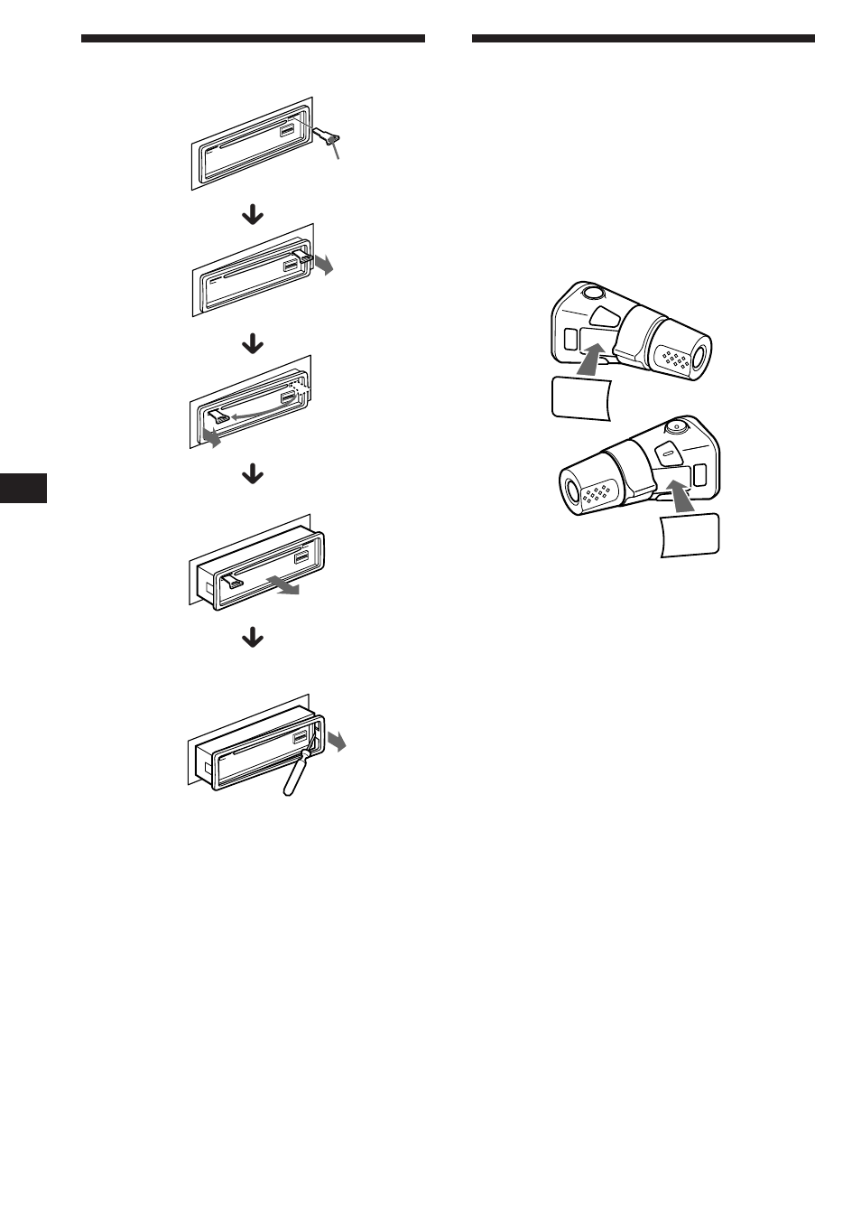 Attaching the label to the rotary remote, Dismounting the unit | Sony CDX-C560 User Manual | Page 22 / 28