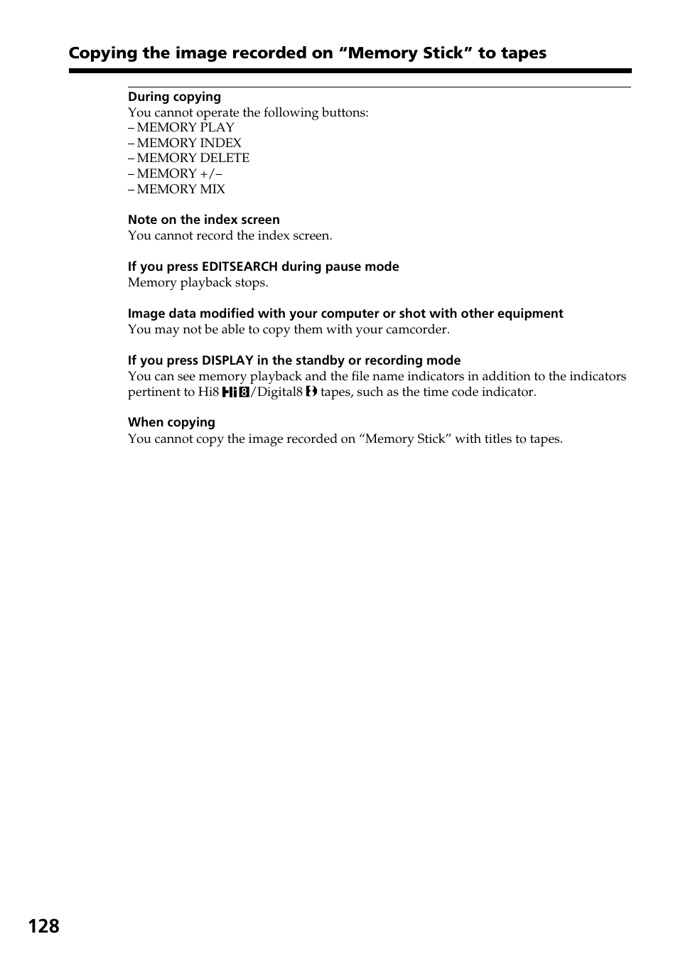 Sony TRV828 User Manual | Page 128 / 168