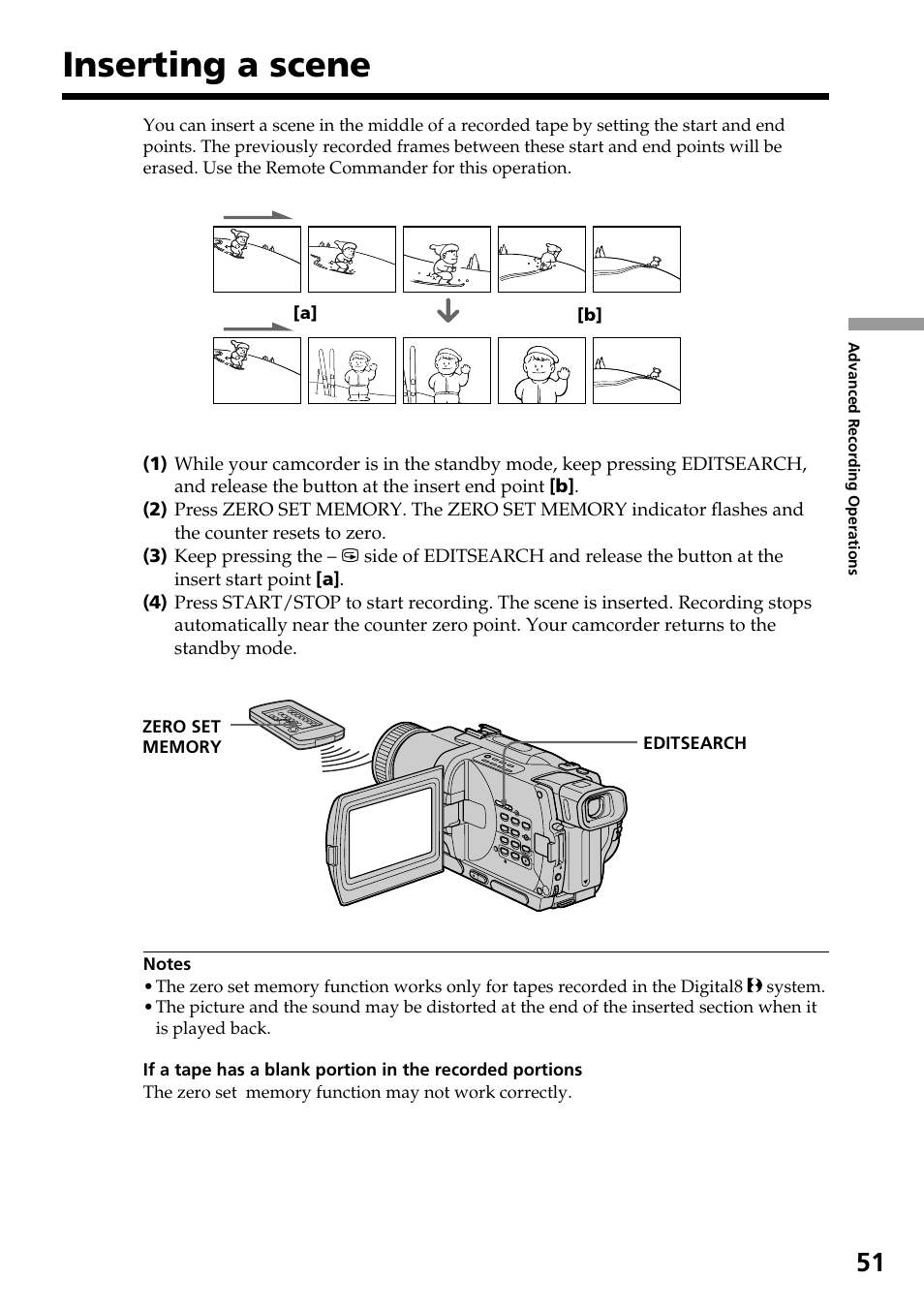 Inserting a scene | Sony TRV828 User Manual | Page 51 / 168