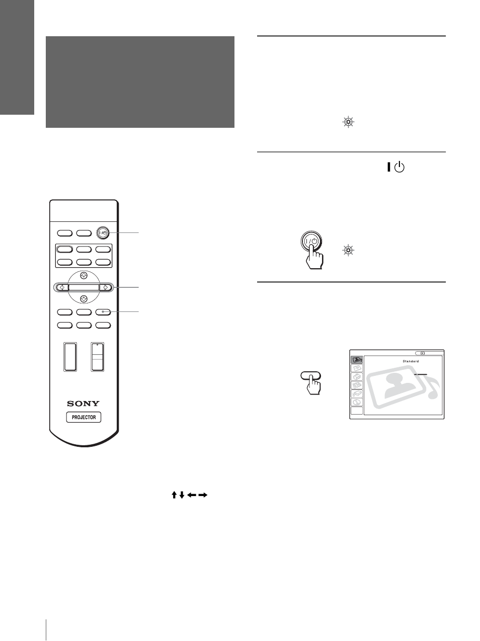 Paso 4: selección del idioma del menú, Pulse menu, Cone xi ón y p repar aci ón | Sony Cineza VPL-HS2 User Manual | Page 102 / 132