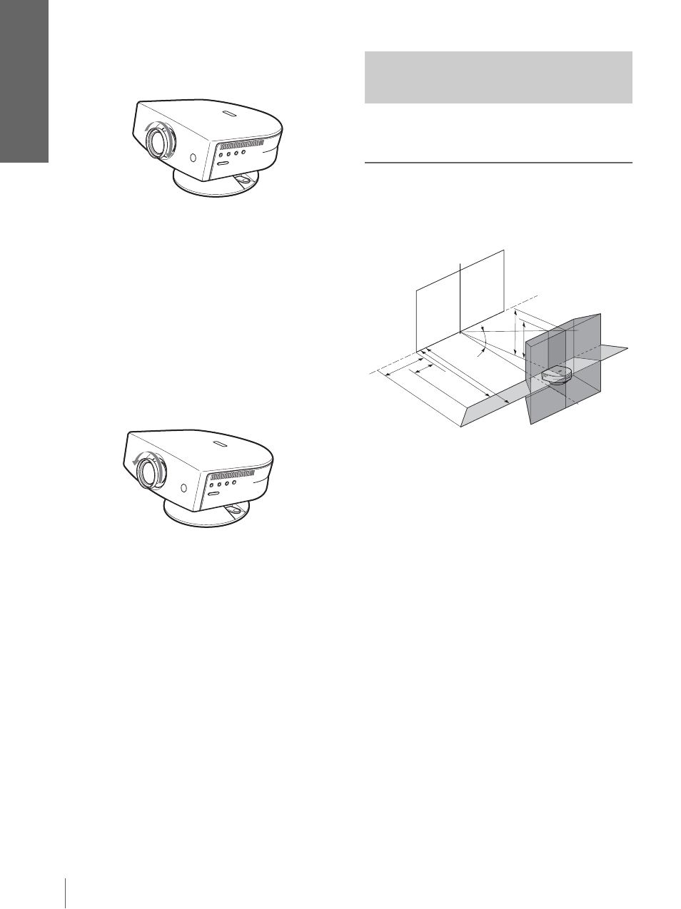 Instalación del proyector y de una pantalla, Cone xi ón y p repar aci ón | Sony Cineza VPL-HS2 User Manual | Page 94 / 132