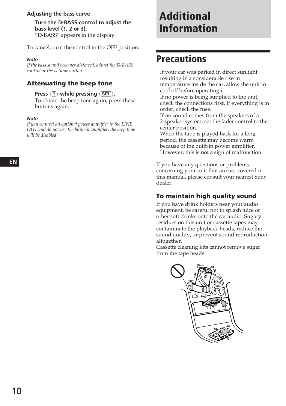 Additional information, Precautions | Sony XR-7850 User Manual | Page 10 / 16