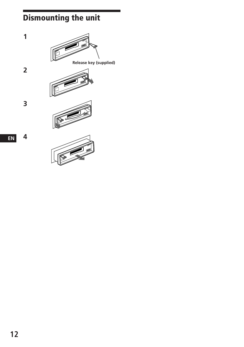 Dismounting the unit | Sony XR-7850 User Manual | Page 12 / 16