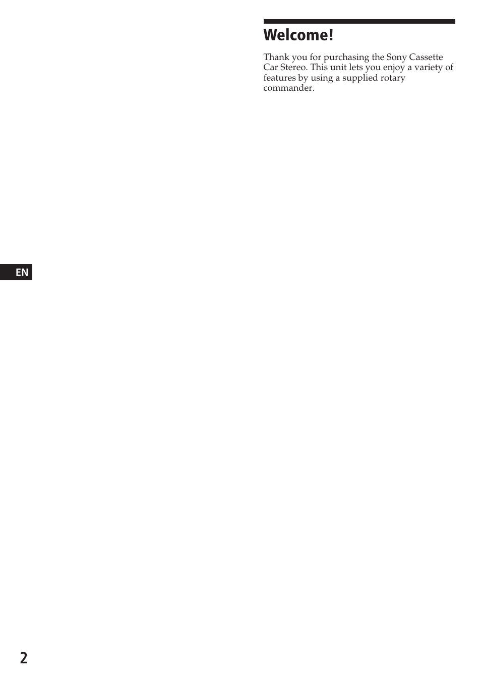 Welcome | Sony XR-7850 User Manual | Page 2 / 16