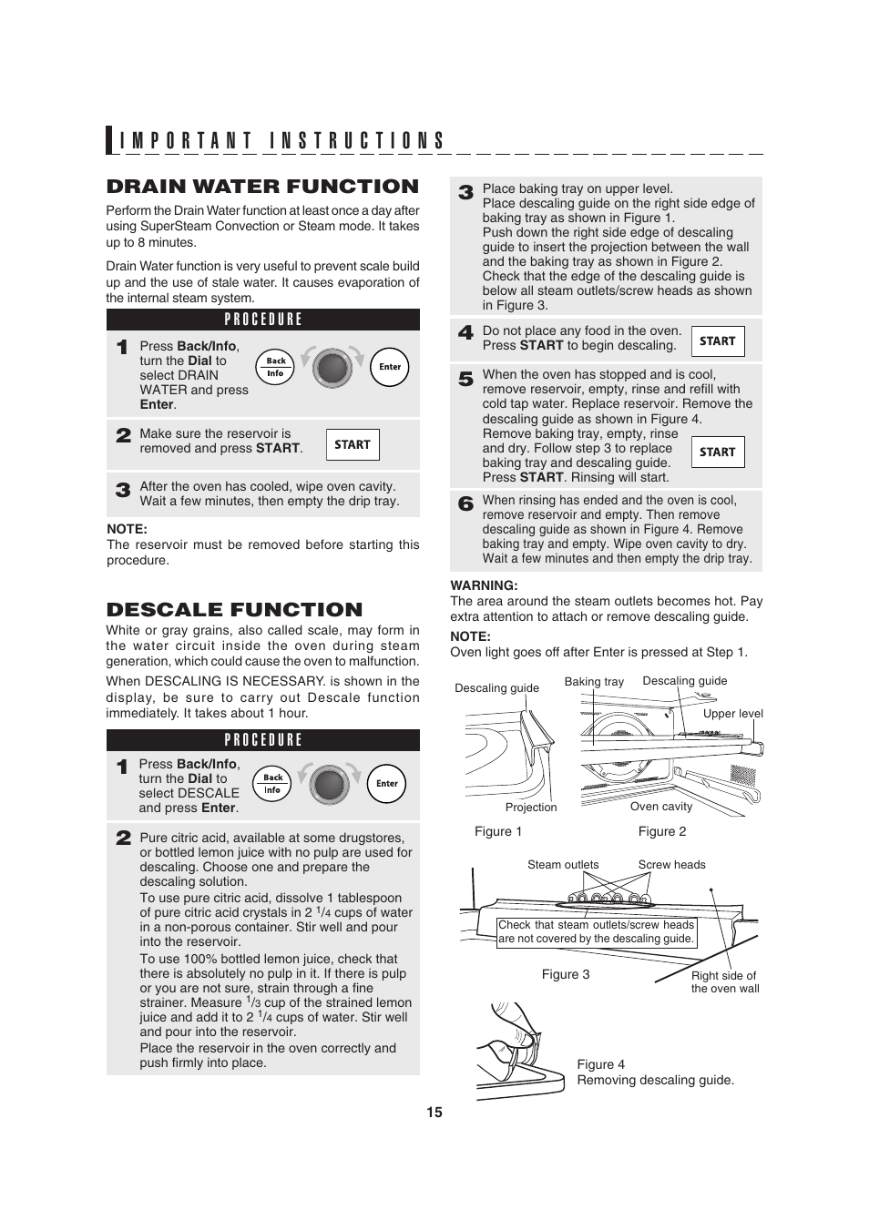Drain water function, Descale function | Sony AX-1200 User Manual | Page 17 / 43