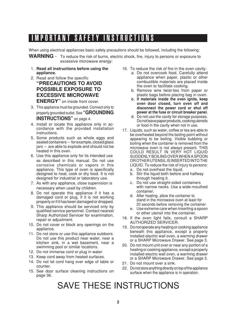Save these instructions | Sony AX-1200 User Manual | Page 4 / 43