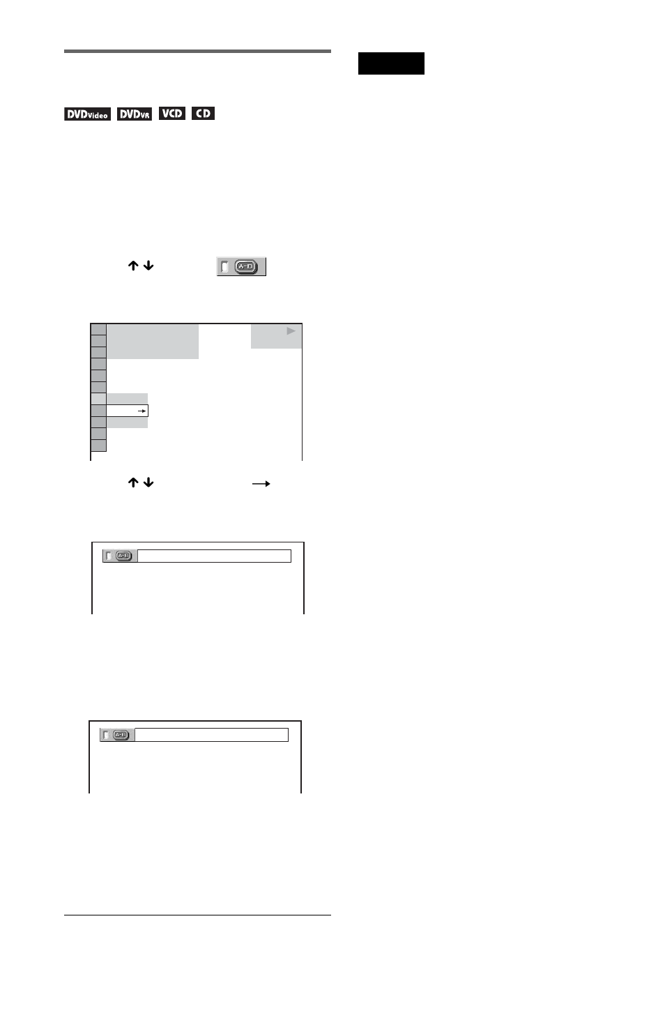Repeating a specific portion (a- b repeat play) | Sony DVP-NS37 User Manual | Page 30 / 76