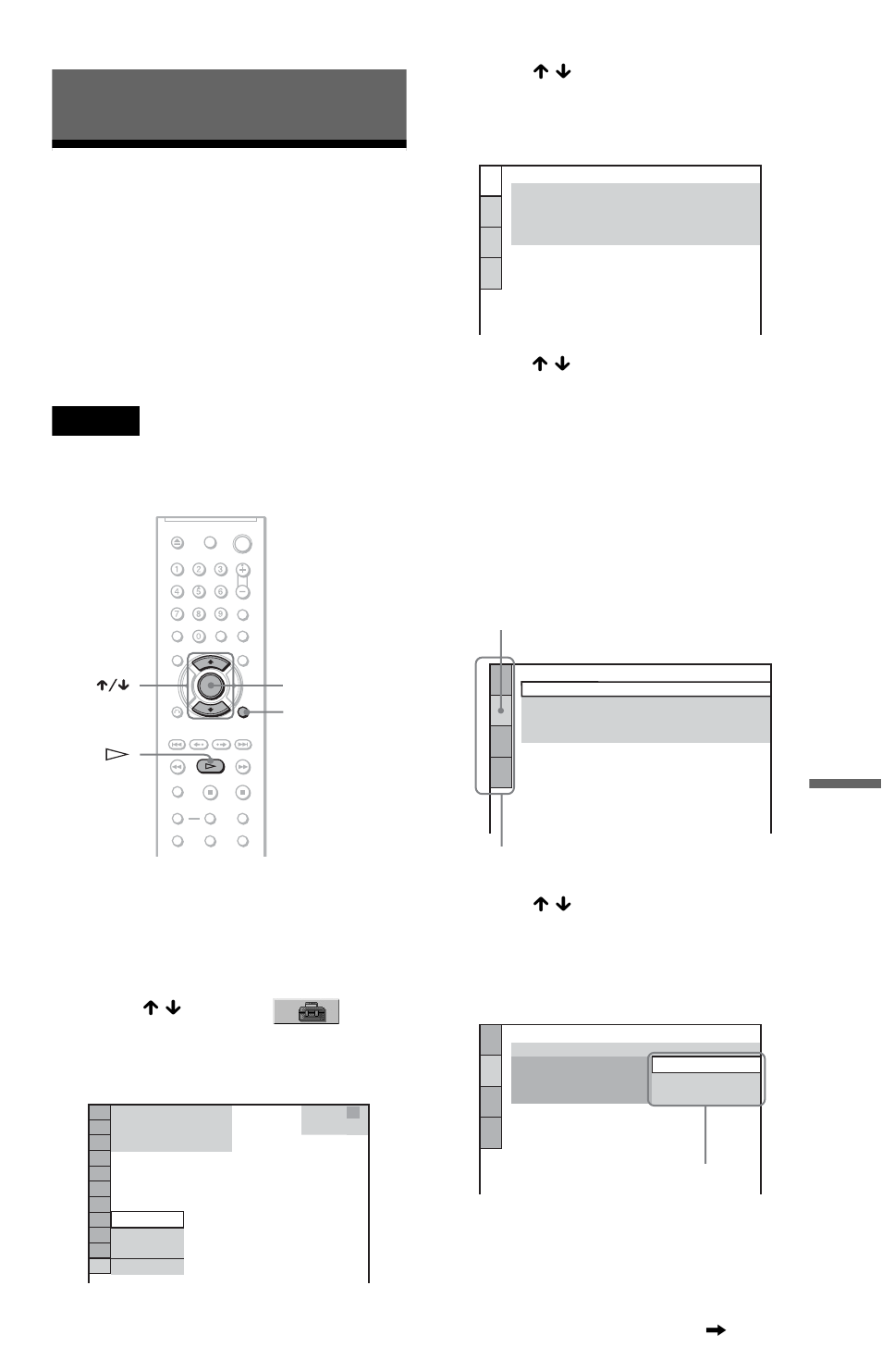 L0 - settings and adjustments, L1 - using the setup display, Settings and adjustments | Using the setup display | Sony DVP-NS37 User Manual | Page 61 / 76