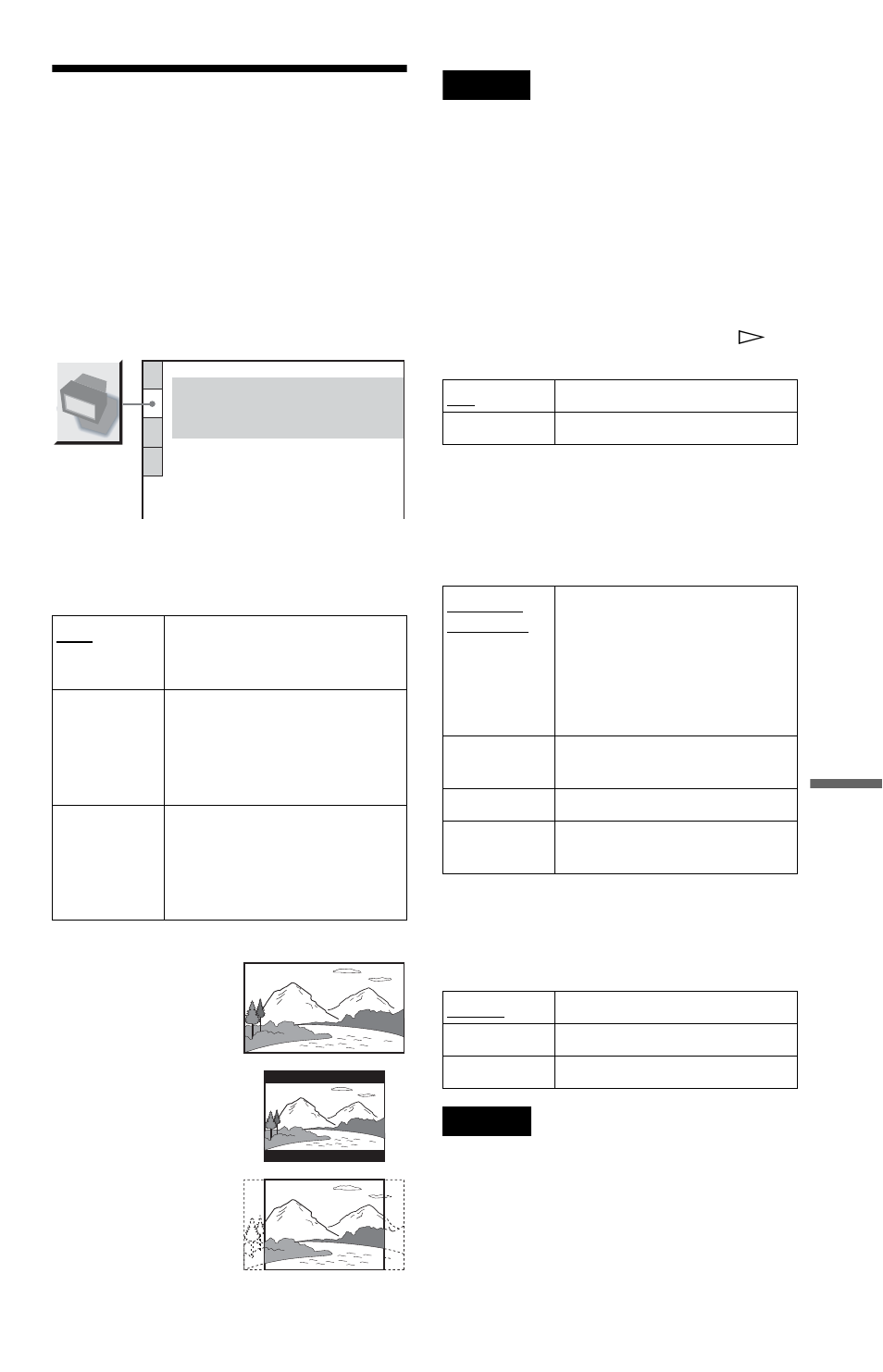 L1 - settings for the display (screen setup), Settings for the display (s, Settings for the display | Screen setup) | Sony DVP-NS37 User Manual | Page 63 / 76
