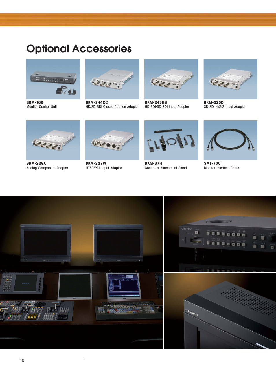 Optional accessories | Sony BVM-L230 User Manual | Page 18 / 20