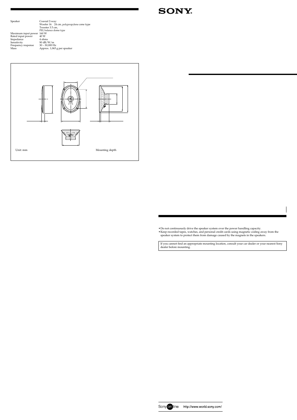 Sony XS-F6920SL User Manual | 2 pages